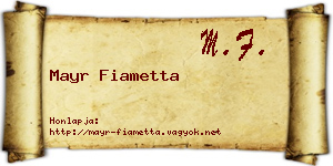Mayr Fiametta névjegykártya